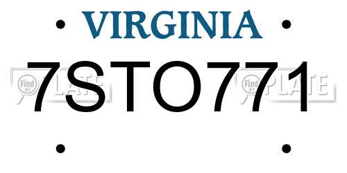 7STO771 Virginia License Plate