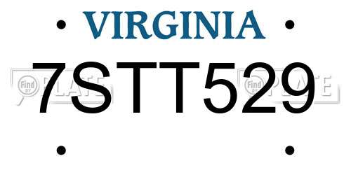 7STT529 Virginia License Plate