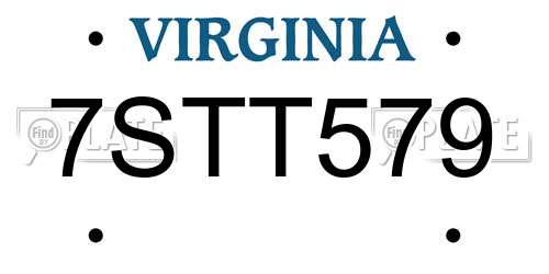 7STT579 Virginia License Plate
