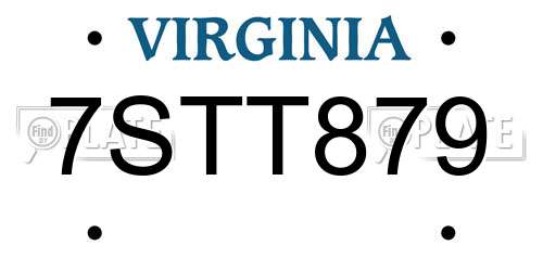 7STT879 Virginia License Plate