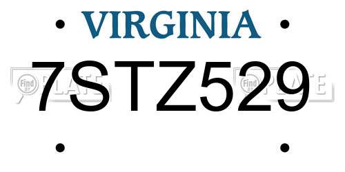 7STZ529 Virginia License Plate