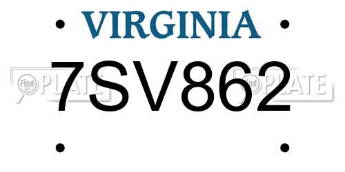 7SV862 Virginia License Plate