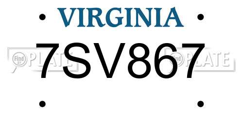7SV867 Virginia License Plate