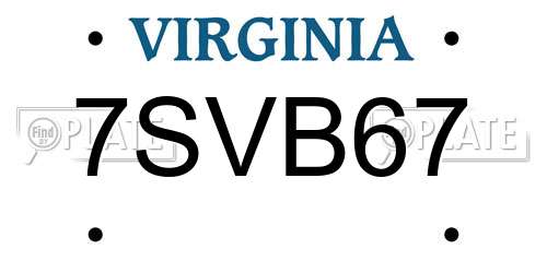 7SVB67 Virginia License Plate