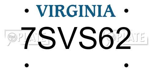 7SVS62 Virginia License Plate