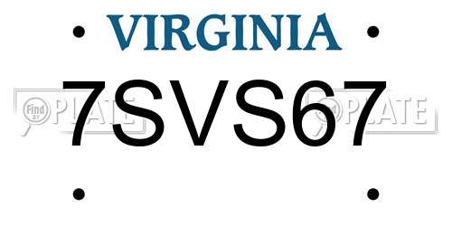 7SVS67 Virginia License Plate