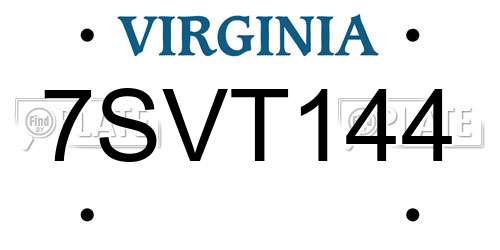 7SVT144 Virginia License Plate