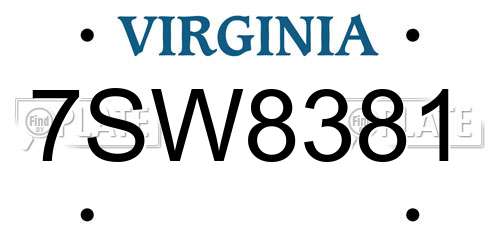 7SW8381 Virginia License Plate