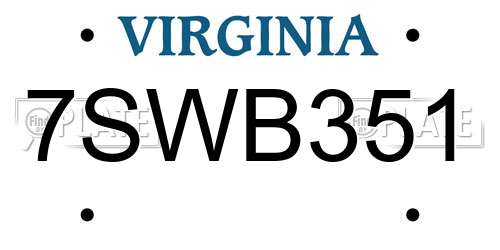 7SWB351 Virginia License Plate