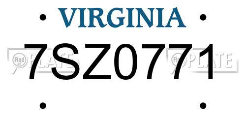 7SZ0771 Virginia License Plate