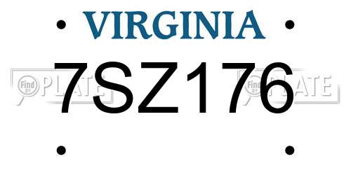 7SZ176 Virginia License Plate