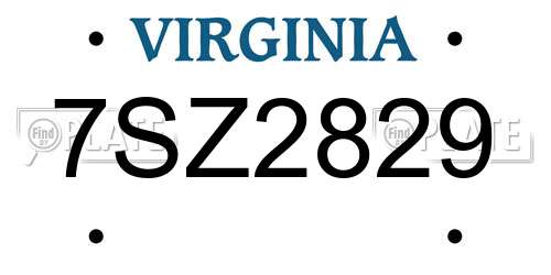 7SZ2829 Virginia License Plate