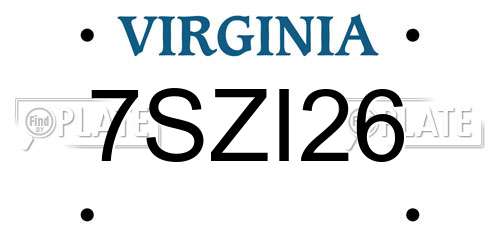7SZI26 Virginia License Plate