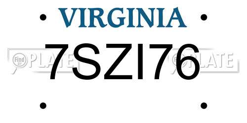 7SZI76 Virginia License Plate