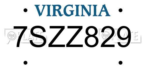 7SZZ829 Virginia License Plate
