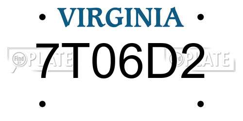 7T06D2 Virginia License Plate