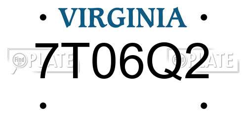 7T06Q2 Virginia License Plate