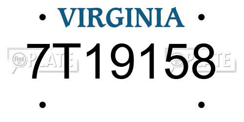 7T19158 Virginia License Plate