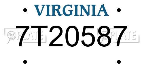7T20587 Virginia License Plate
