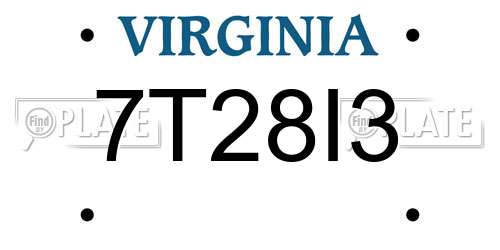 7T28I3 Virginia License Plate