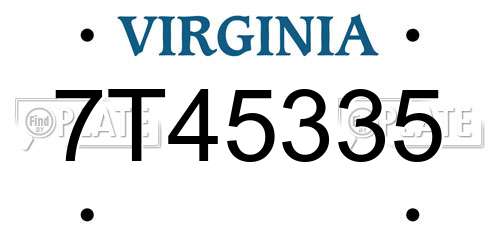 7T45335 Virginia License Plate