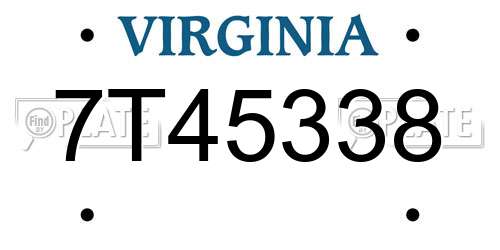 7T45338 Virginia License Plate
