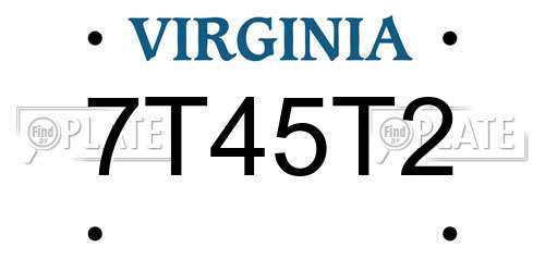 7T45T2 Virginia License Plate