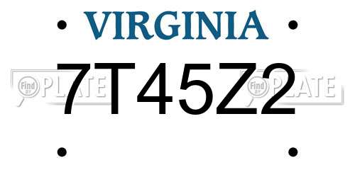 7T45Z2 Virginia License Plate