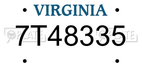7T48335 Virginia License Plate