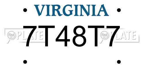 7T48T7 Virginia License Plate