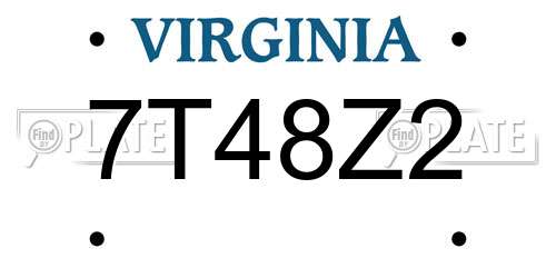 7T48Z2 Virginia License Plate