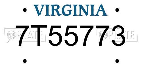 7T55773 Virginia License Plate