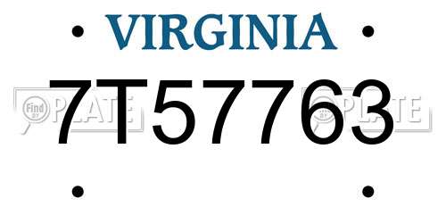 7T57763 Virginia License Plate
