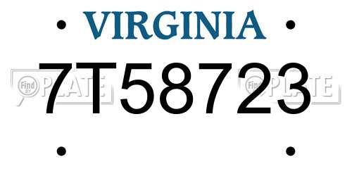 7T58723 Virginia License Plate