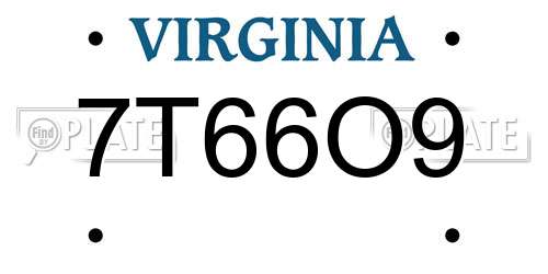 7T66O9 Virginia License Plate