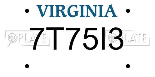 7T75I3 Virginia License Plate