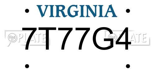 7T77G4 Virginia License Plate