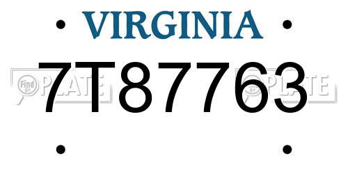 7T87763 Virginia License Plate