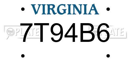 7T94B6 Virginia License Plate