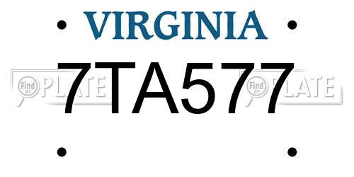 7TA577 Virginia License Plate