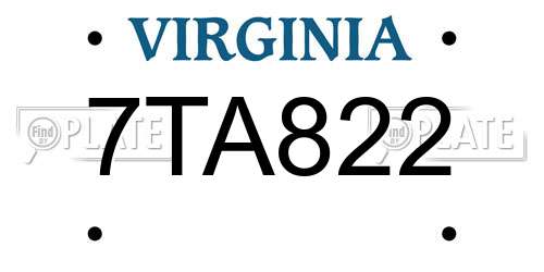 7TA822 Virginia License Plate