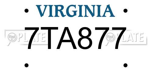 7TA877 Virginia License Plate