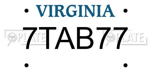 7TAB77 Virginia License Plate