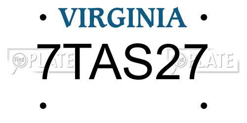 7TAS27 Virginia License Plate