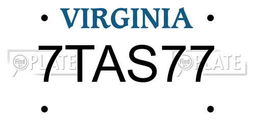7TAS77 Virginia License Plate