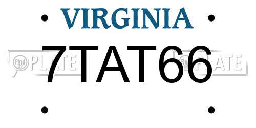 7TAT66 Virginia License Plate