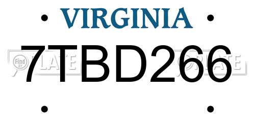 7TBD266 Virginia License Plate