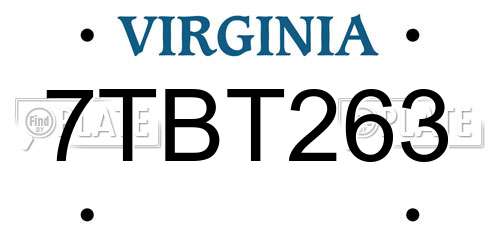 7TBT263 Virginia License Plate