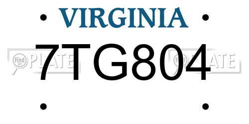 7TG804 Virginia License Plate