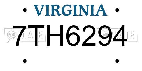 7TH6294 Virginia License Plate